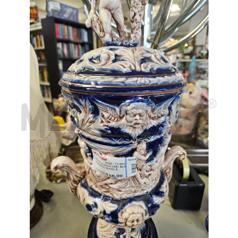 POTICHE VASO CER. BLU COBALTO PUTTO 55CM | Mercatino dell'Usato Modena 3