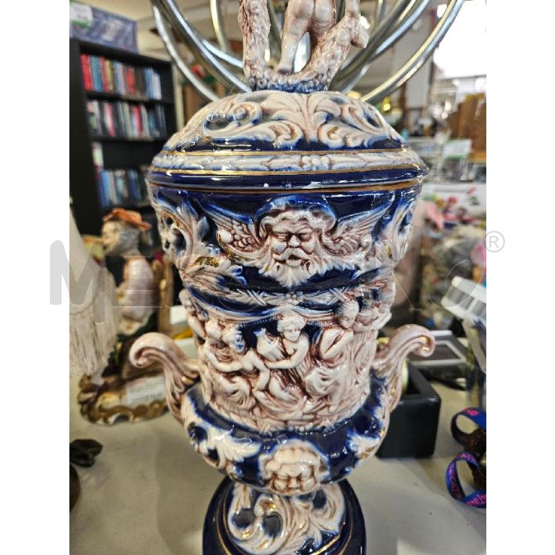 POTICHE VASO CER. BLU COBALTO PUTTO 55CM | Mercatino dell'Usato Modena 4