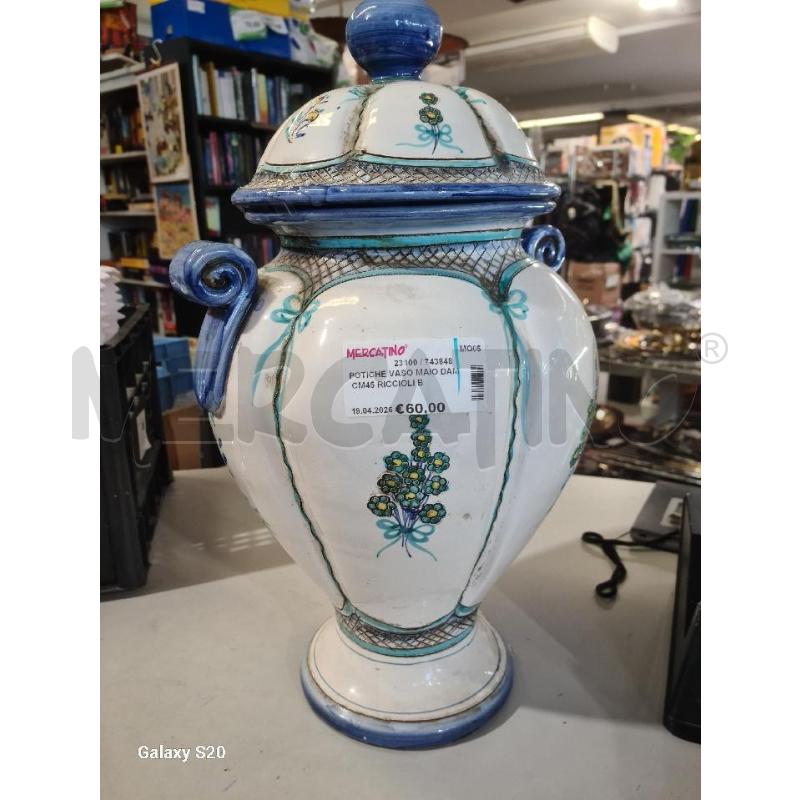 POTICHE VASO MAIO DAM CM45 RICCIOLI BLU FIORELLINI | Mercatino dell'Usato Modena 1