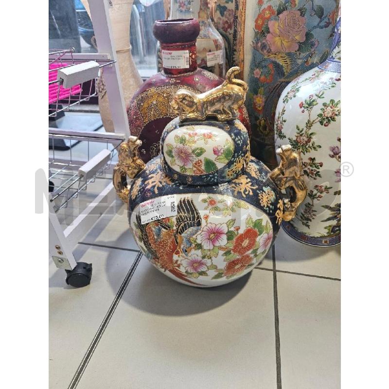 POTICHE VASO PRCLL 40CM FIORI MANIGLE POMELLO CANI DORATURA | Mercatino dell'Usato Modena 1