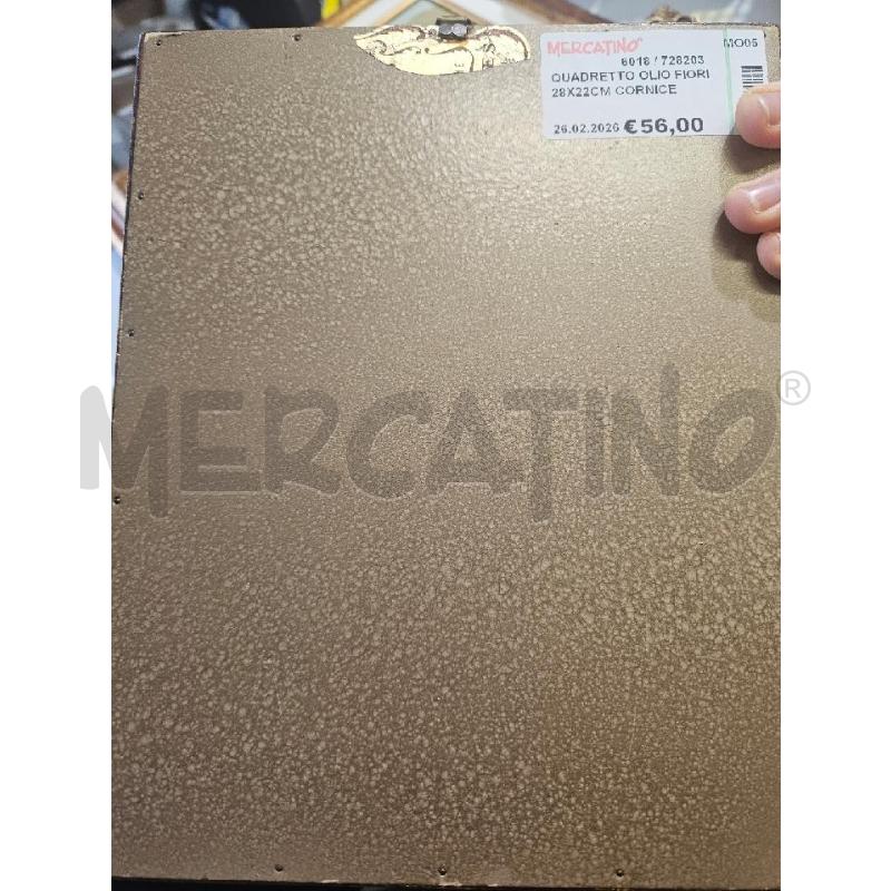 QUADRETTO OLIO FIORI 28X22CM CORNICE LEGNO DORATA | Mercatino dell'Usato Modena 3