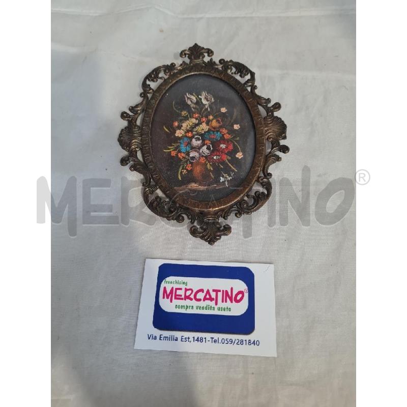 QUADRETTO OVALE FIORI CORNICE MET. | Mercatino dell'Usato Modena 1