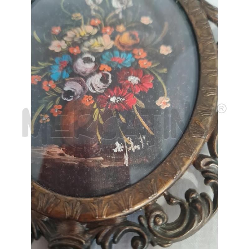 QUADRETTO OVALE FIORI CORNICE MET. | Mercatino dell'Usato Modena 3