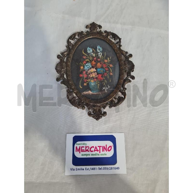 QUADRETTO OVALE FIORI CORNICE MET. | Mercatino dell'Usato Modena 1