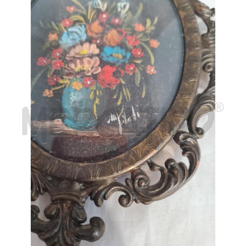 QUADRETTO OVALE FIORI CORNICE MET. | Mercatino dell'Usato Modena 3