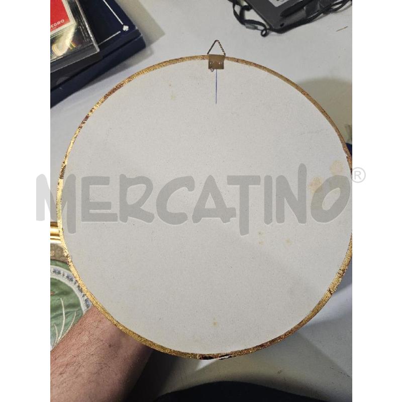 QUADRETTO TONDO TESSUTO CINESE UCCELLINO CORNICE DORATA | Mercatino dell'Usato Modena 3