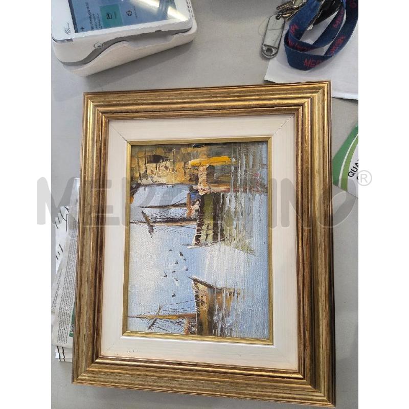 QUADRO BARCHE 38X32CM CORNICE LEGNO DORATA | Mercatino dell'Usato Modena 1