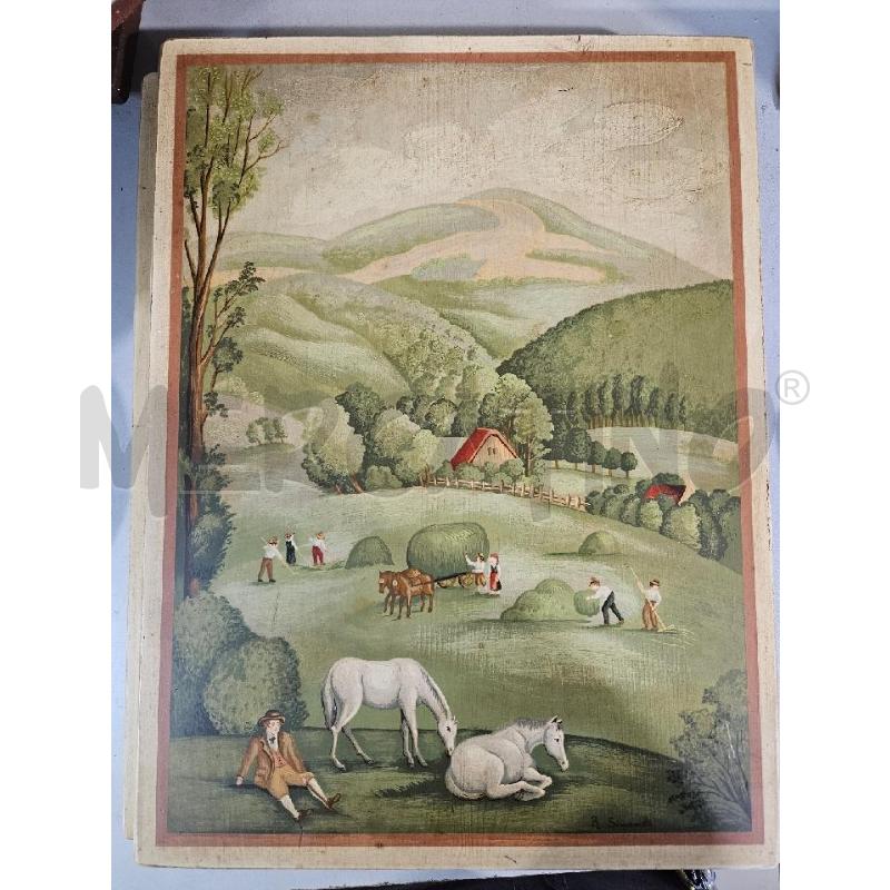 QUADRO IN LEGNO 30X40 CAVALLI BIANCHI PAESAGGIO | Mercatino dell'Usato Modena 1