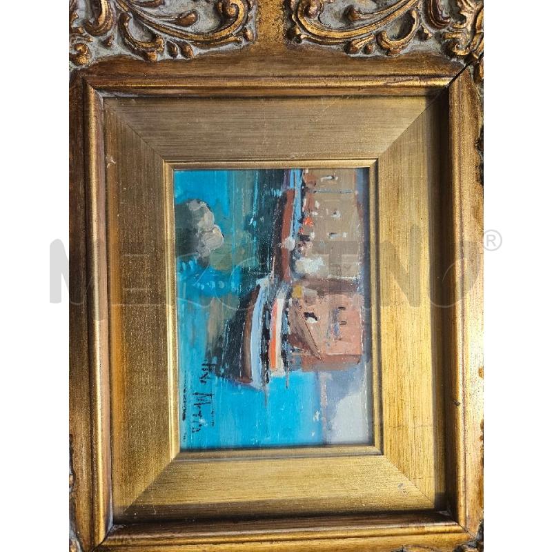 QUADRO OLIO BARCHE 40X35CM CORNICE LEGNO DORATA | Mercatino dell'Usato Modena 2