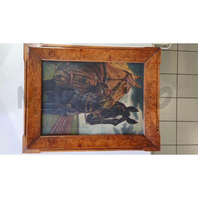 QUADRO OLIO CAVALLI 58X44CM CORNICE RADICA | Mercatino dell'Usato Modena 1