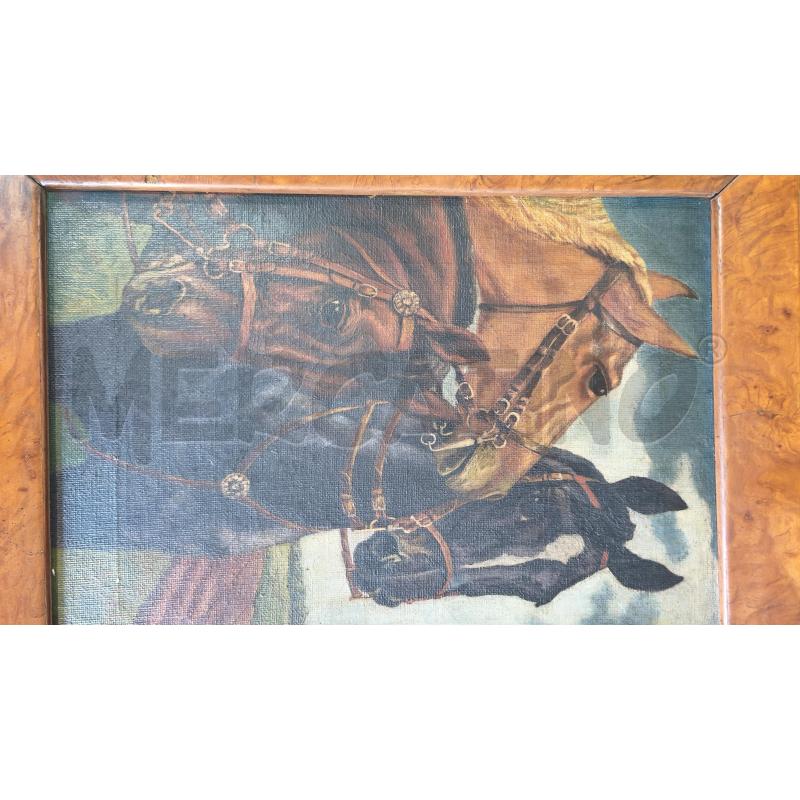 QUADRO OLIO CAVALLI 58X44CM CORNICE RADICA | Mercatino dell'Usato Modena 2
