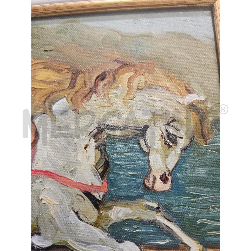 QUADRO OLIO CAVALLO CORNICE LEGNO DORATA 50X36CM | Mercatino dell'Usato Modena 2