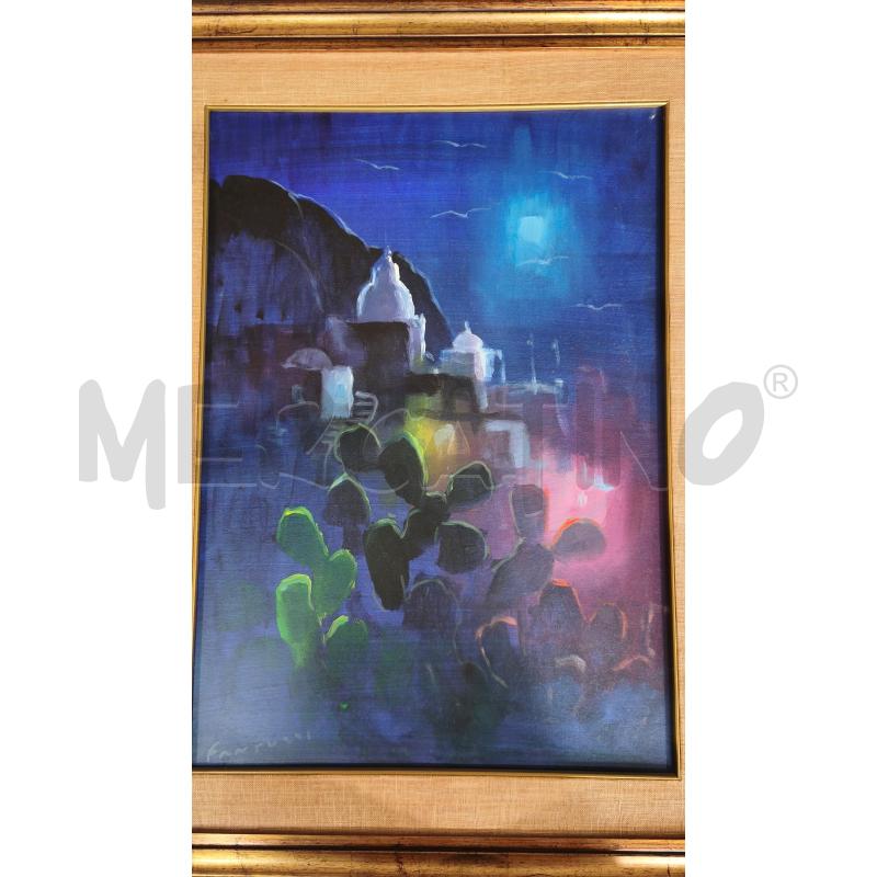 QUADRO OLIO CITTA NOTTE LUNA CACTUS 92X72CM | Mercatino dell'Usato Modena 1
