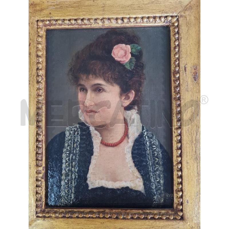 QUADRO OLIO DONNA CON FIORE 33X25CM | Mercatino dell'Usato Modena 3