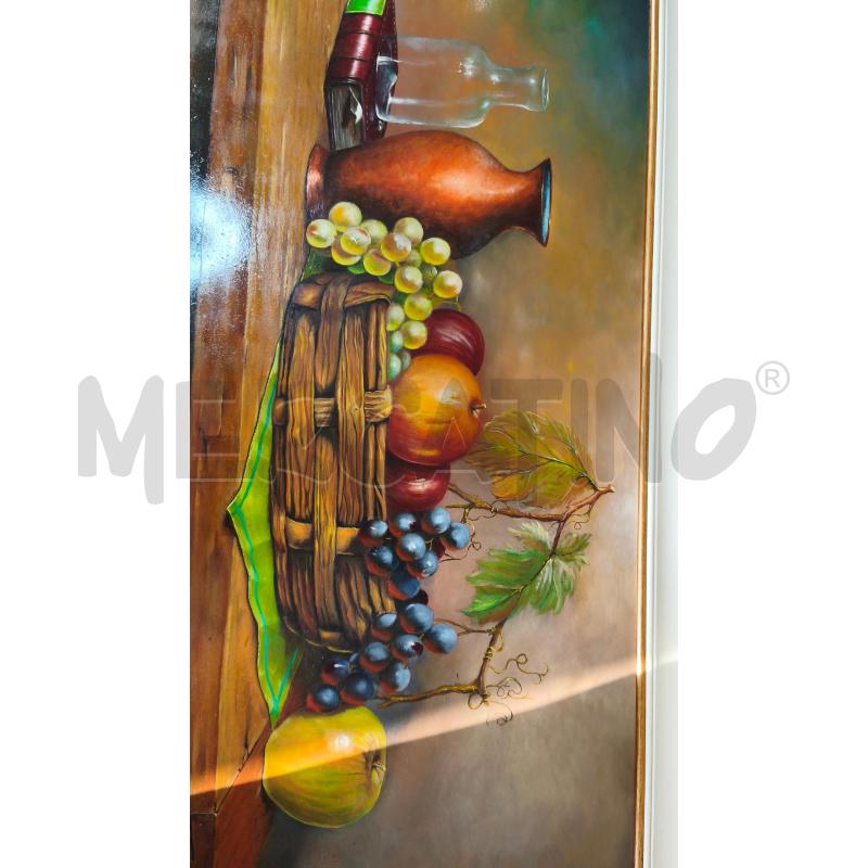 QUADRO OLIO NATURA MORTA TAVOLO FRUTTA NOTARI 95X67CM CORNICE LEGNO DORATURA | Mercatino dell'Usato Modena 4