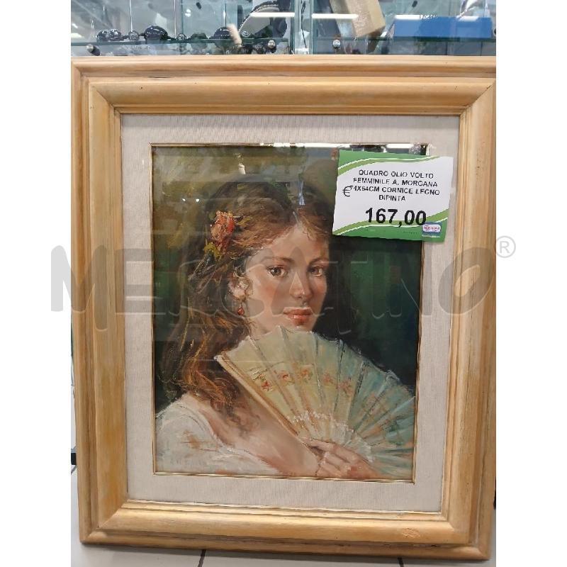 QUADRO OLIO VOLTO FEMMINILE A. MORGANA 74X64CM CORNICE LEGNO DIPINTA | Mercatino dell'Usato Modena 1