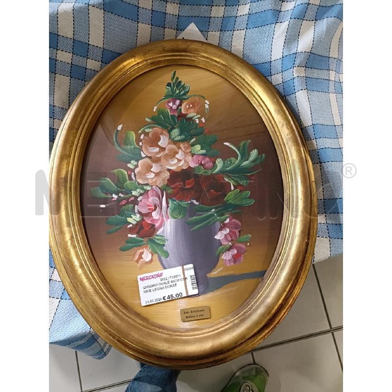 QUADRO OVALE 46CM CORNICE LEGNO DORATO | Mercatino dell'Usato Modena 1