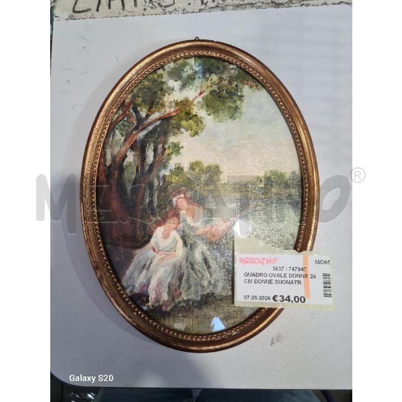 QUADRO OVALE DONNE 26CM DONNE SUONATRICI CORNICE LEGNO DORATO | Mercatino dell'Usato Modena 1