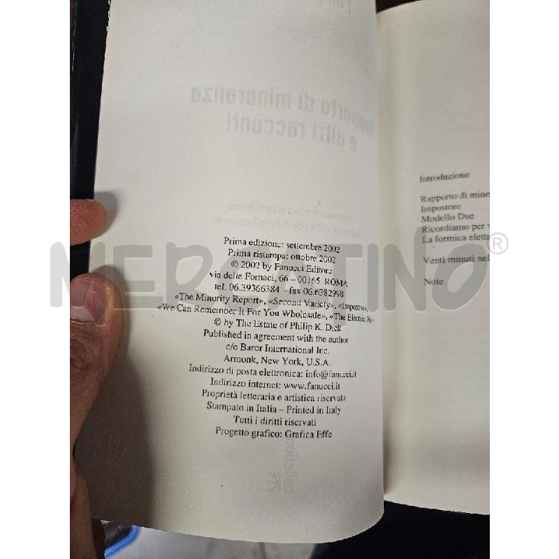 RAPPORTO DI MINORANZA E ALTRI RACCONTI P. DICK - LIBRO | Mercatino dell'Usato Modena 3