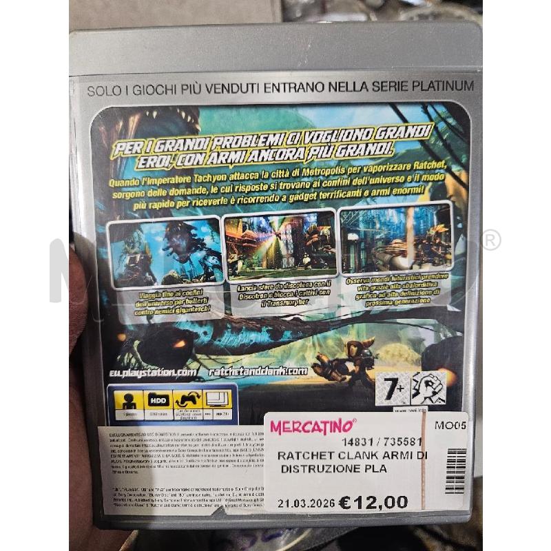 RATCHET CLANK ARMI DI DISTRUZIONE PLATINUM - PS3 VIDEO GIOCO  | Mercatino dell'Usato Modena 2