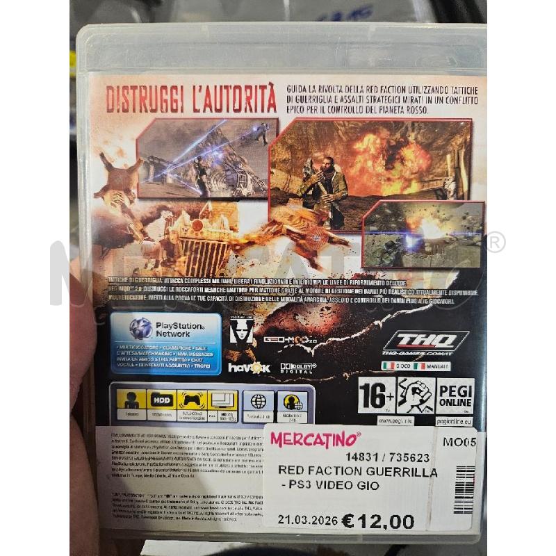 RED FACTION GUERRILLA - PS3 VIDEO GIOCO  | Mercatino dell'Usato Modena 2