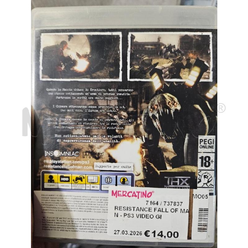 RESISTANCE FALL OF MAN - PS3 VIDEO GIOCO  | Mercatino dell'Usato Modena 2