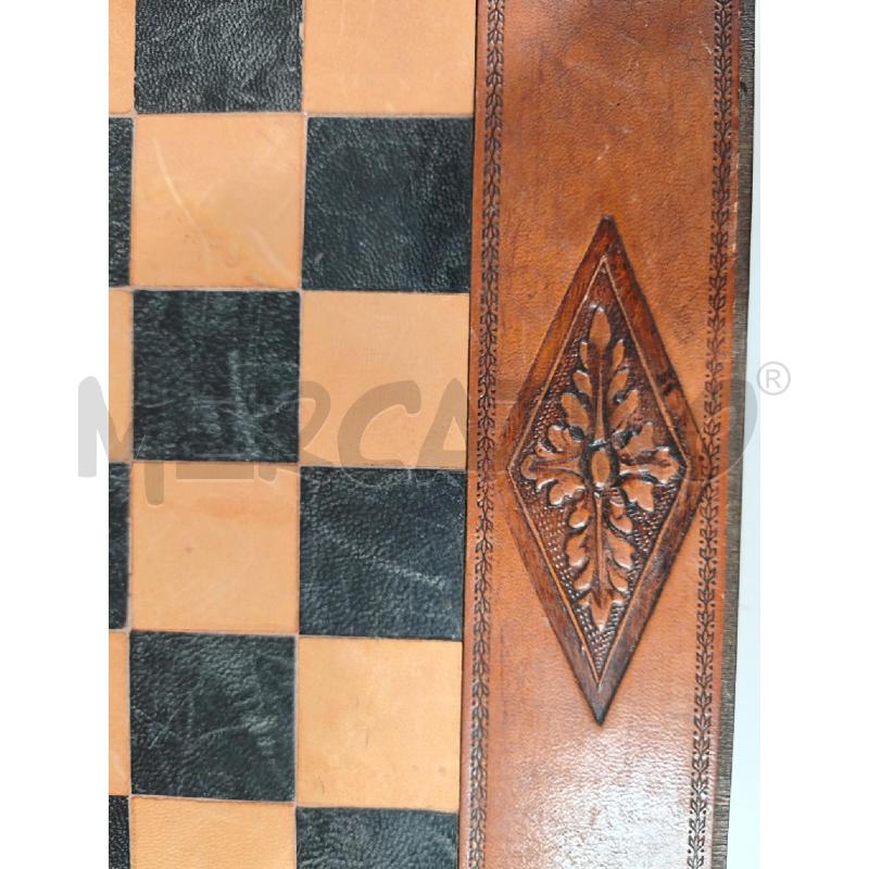 SCACCHIERA CUOIO LEGNO 38X30CM SCACCHI METTALLO | Mercatino dell'Usato Modena 4