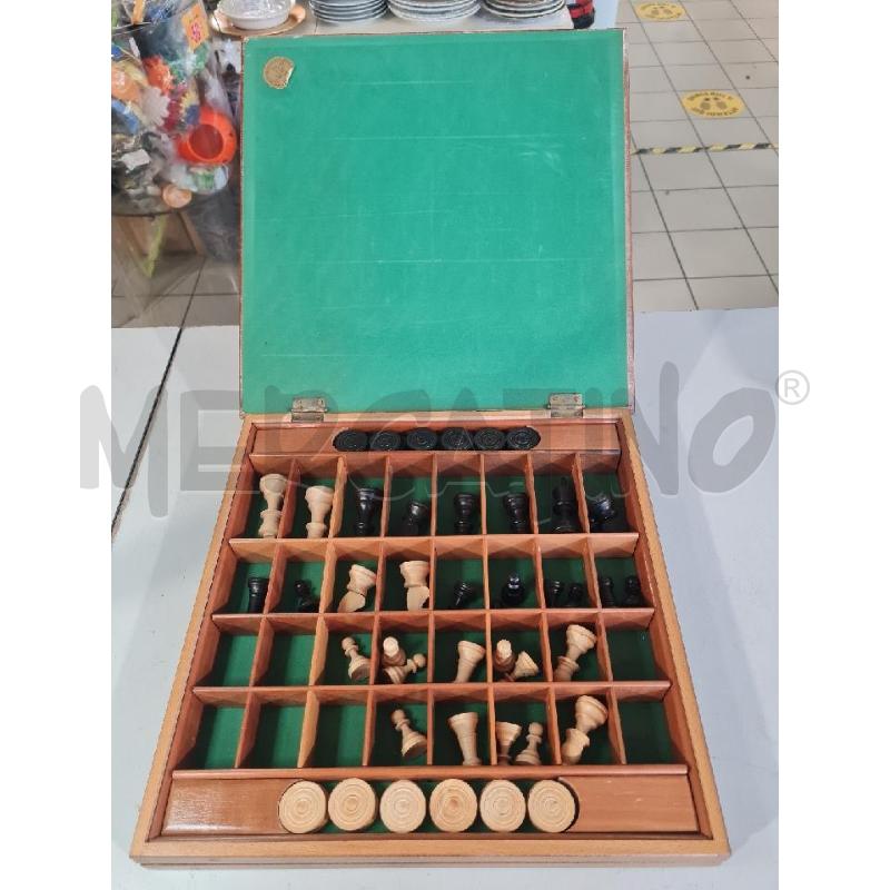 SCACCHIERA LEGNO 38CM CON SCACCHI | Mercatino dell'Usato Modena 2