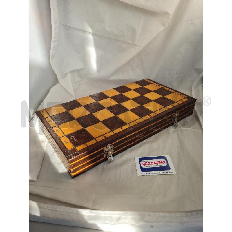 SCACCHIERA LEGNO CON SCACCHI  43X44CM | Mercatino dell'Usato Modena 1