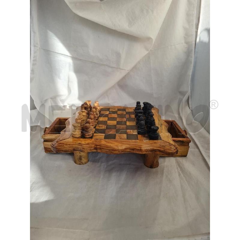 SCACCHIERA LEGNO OLIVO MANCA 1 SCACCO NERO 27X27CM | Mercatino dell'Usato Modena 2