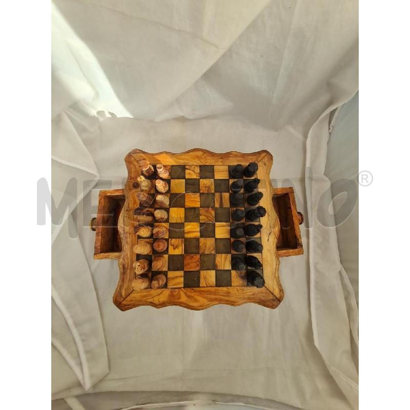 SCACCHIERA LEGNO OLIVO MANCA 1 SCACCO NERO 27X27CM | Mercatino dell'Usato Modena 3