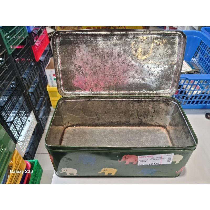 SCATOLA LATTA ELEFANTI VERDE | Mercatino dell'Usato Modena 2