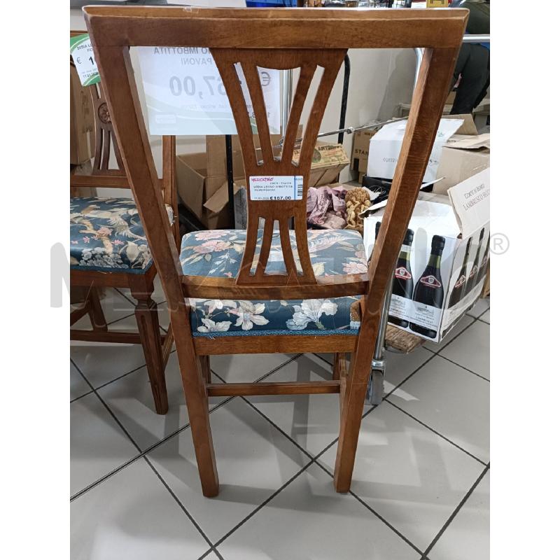 SEDIA LEGNO IMBOTTITA FIORI PAVONI | Mercatino dell'Usato Modena 2