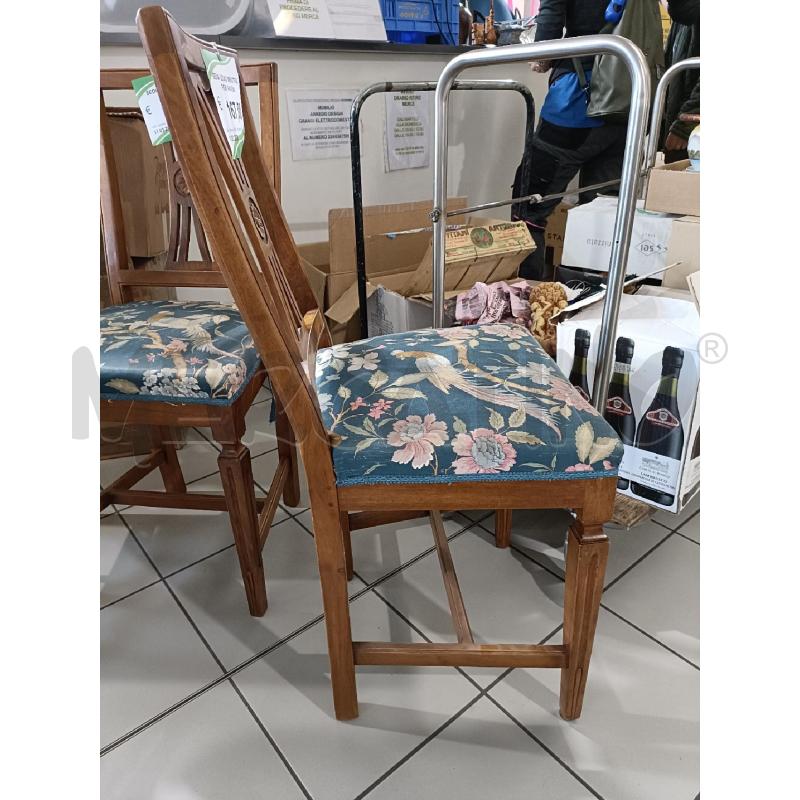 SEDIA LEGNO IMBOTTITA FIORI PAVONI | Mercatino dell'Usato Modena 3