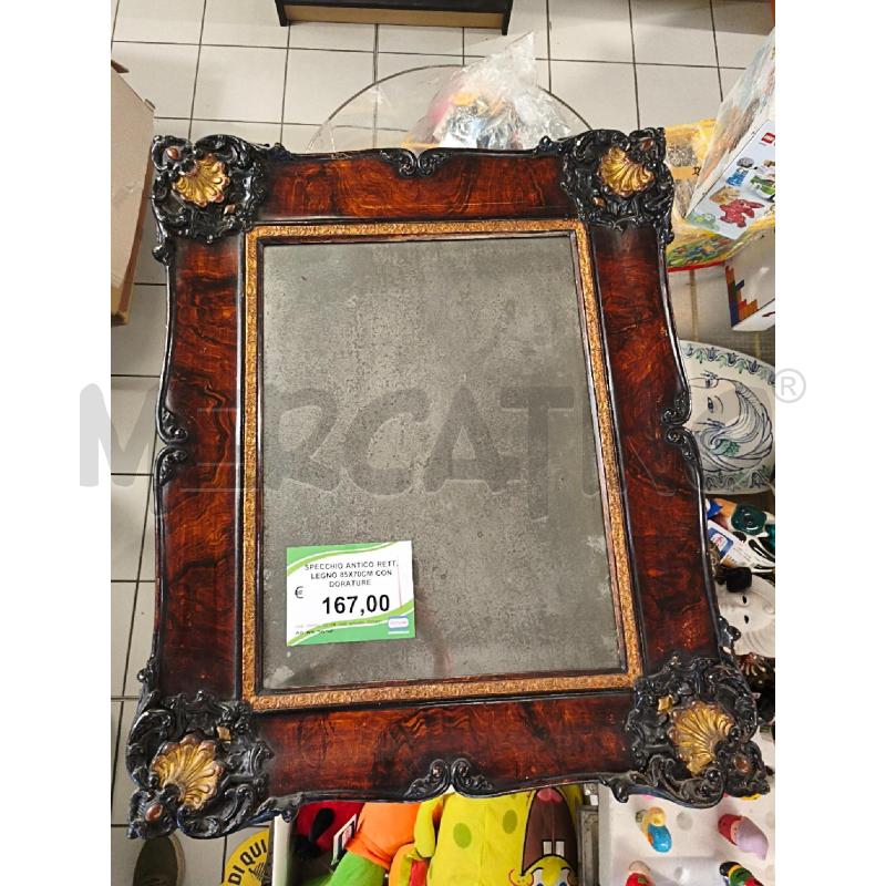 SPECCHIO ANTICO RETT. LEGNO 85X70CM CON DORATURE | Mercatino dell'Usato Modena 1