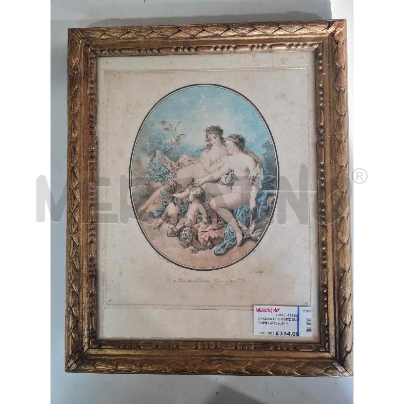 STAMPA DUE NINFE DUE CUPIDI 44X35CM 18 SECOLO CORNICE LEGNO DORATA | Mercatino dell'Usato Modena 1