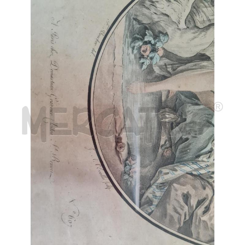 STAMPA LEDA E IL CIGNO 44X36CM 18 SECOLO CORNICE LEGNO DORATA | Mercatino dell'Usato Modena 3