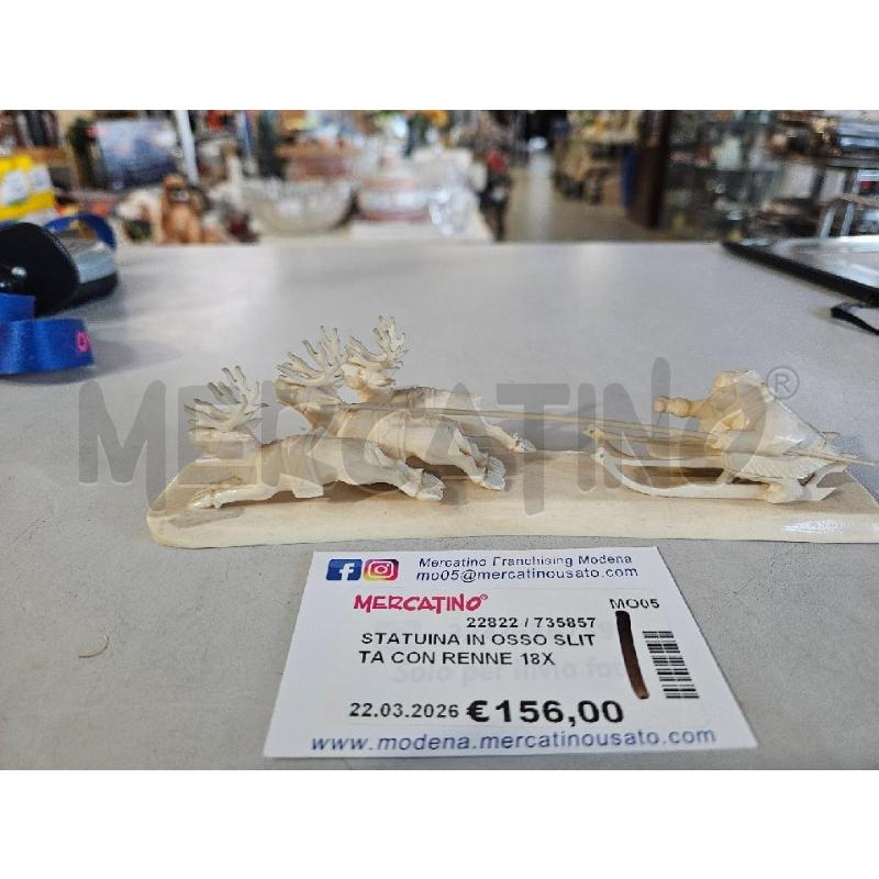 STATUINA IN OSSO SLITTA CON RENNE 18X5CM | Mercatino dell'Usato Modena 2