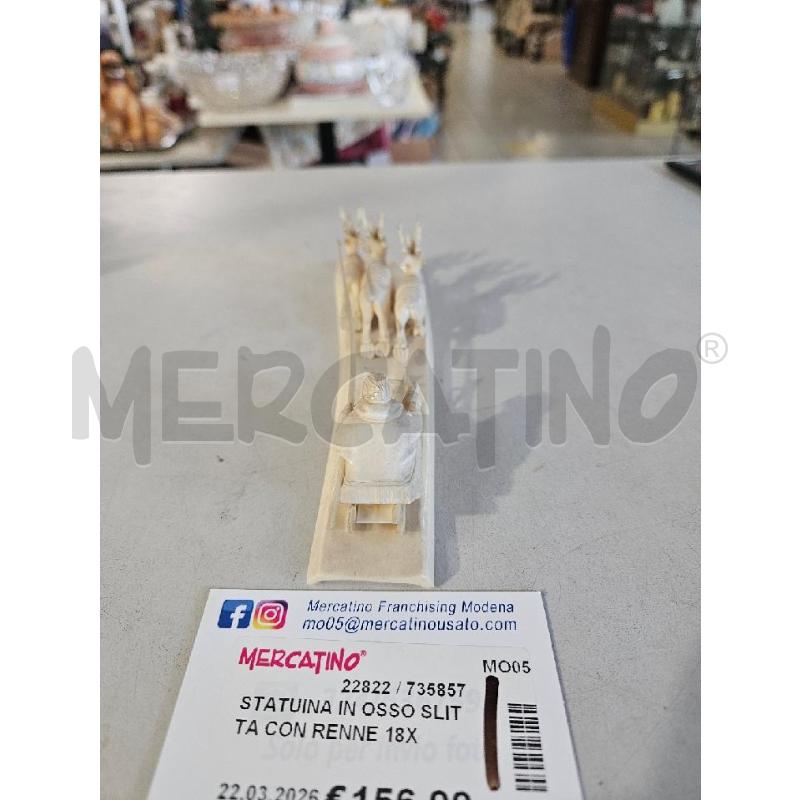 STATUINA IN OSSO SLITTA CON RENNE 18X5CM | Mercatino dell'Usato Modena 3