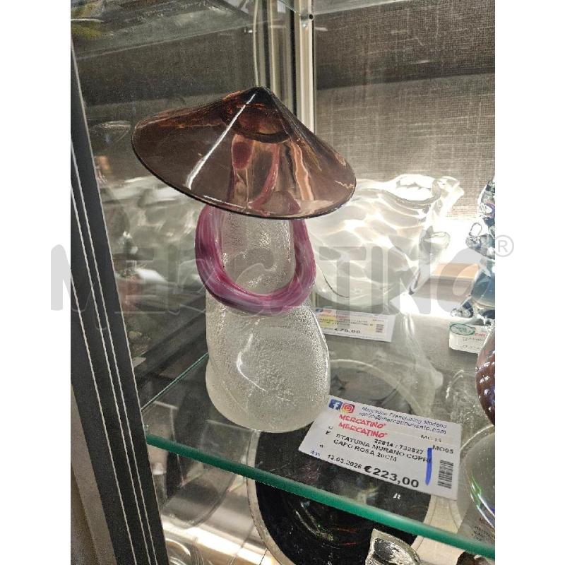 STATUINA MURANO COPRICAPO ROSA 20CM | Mercatino dell'Usato Modena 1