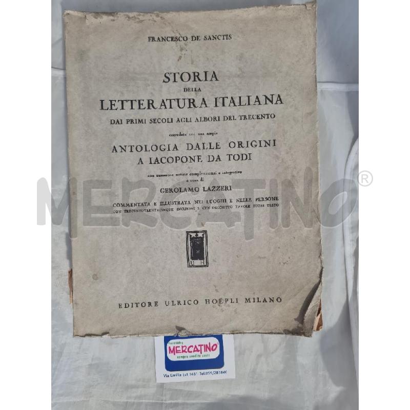 STORIA DELLA LETTERATURA ITALIANA DE SANCTIS HOEPLI 1950 | Mercatino dell'Usato Modena 1