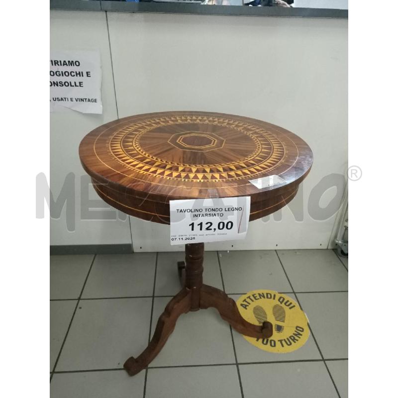 TAVOLINO TONDO LEGNO INTARSIATO | Mercatino dell'Usato Modena 1