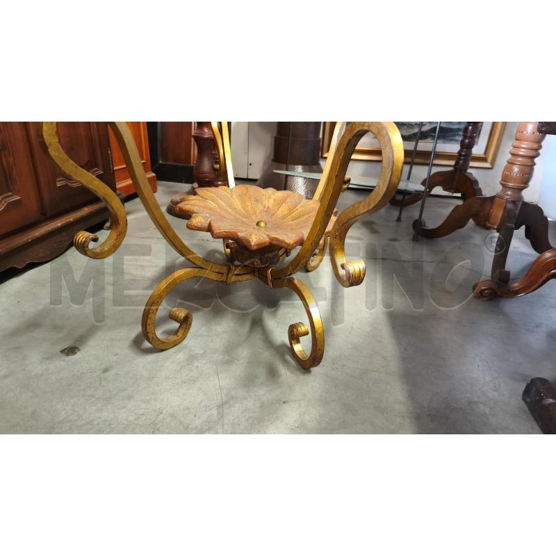 TAVOLO OVALE CRIST. 130X75CM BASE FERRO BATTUTO DORATO | Mercatino dell'Usato Modena 2