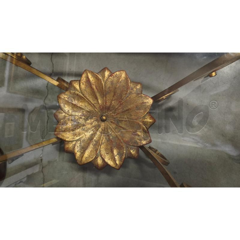 TAVOLO OVALE CRIST. 130X75CM BASE FERRO BATTUTO DORATO | Mercatino dell'Usato Modena 3