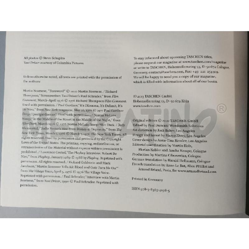 TAXI DRIVER TASCHEN 2013 S. SCHAPIRO - LIBRO | Mercatino dell'Usato Modena 2