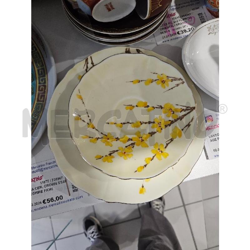 TAZZA CER. CROWN STAFFORDSHIRE FIORI GIALLI DIPINTI | Mercatino dell'Usato Modena 3