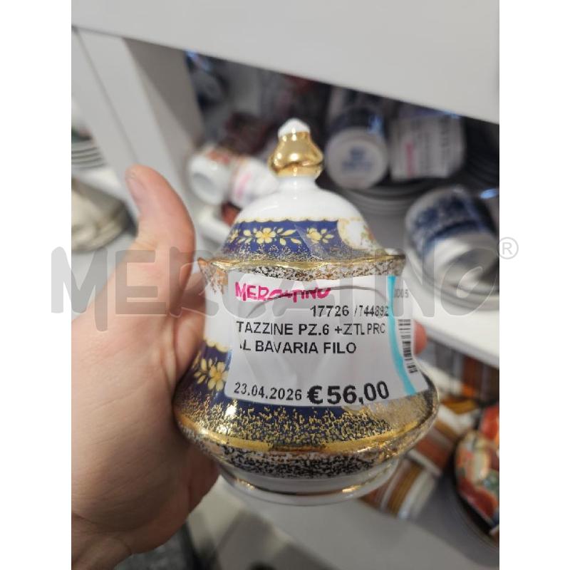 TAZZINE PZ.6 +ZTL PRCLL BAVARIA FILO ORO BLU FIORI | Mercatino dell'Usato Modena 4