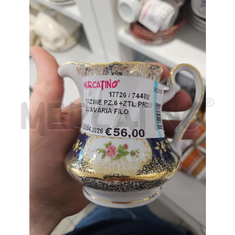 TAZZINE PZ.6 +ZTL PRCLL BAVARIA FILO ORO BLU FIORI | Mercatino dell'Usato Modena 5
