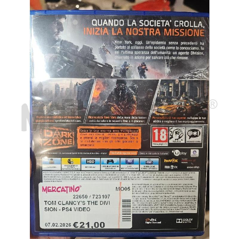 TOM CLANCY'S THE DIVISION - PS4 VIDEO GIOCO | Mercatino dell'Usato Modena 2