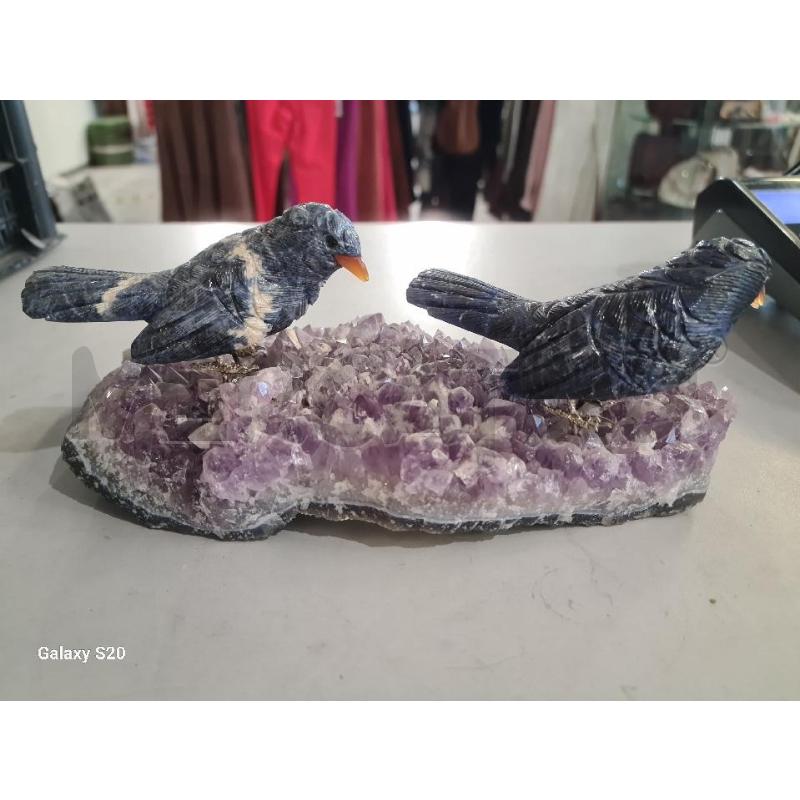 UCCELLINI PIETRA SU AMETISTA 24X10CM | Mercatino dell'Usato Modena 1